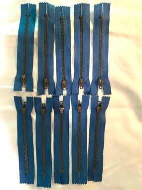 UCAN 4.5” Metal Zippers Antique Brass USA-made (10)